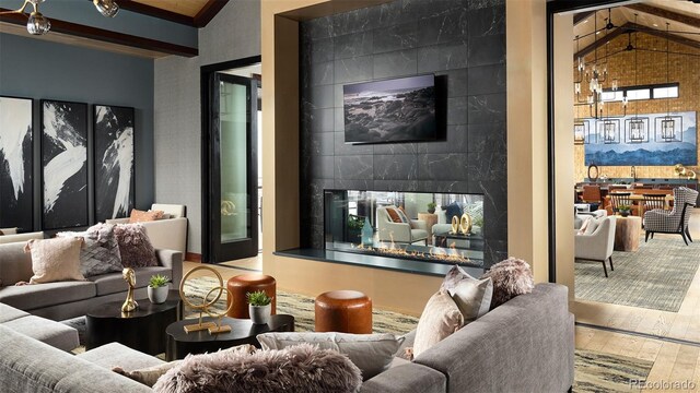 living area featuring hardwood / wood-style flooring