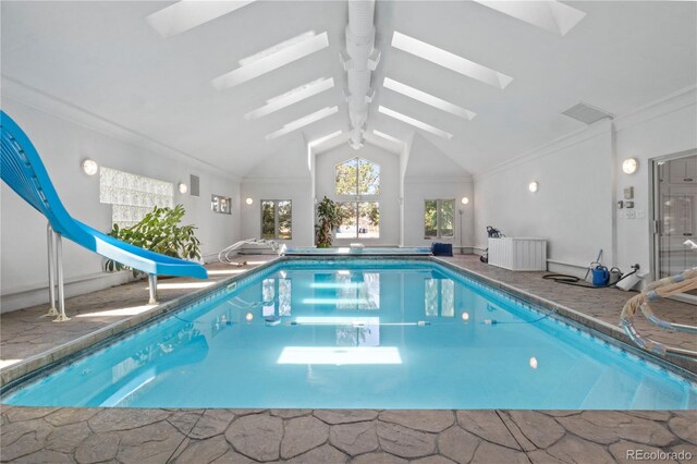 6895 S Norfolk St, Foxfield, CO 80016 - indoor pool featuring a water slide and a skylight
