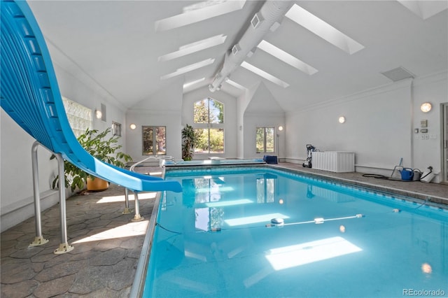 6895 S Norfolk St, Foxfield, CO 80016 - indoor pool featuring a water slide and a skylight
