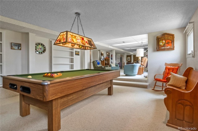 6895 S Norfolk St, Foxfield, CO 80016 - playroom featuring pool table, carpet floors, and a textured ceiling