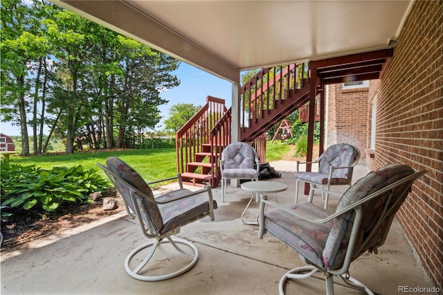 6895 S Norfolk St, Foxfield, CO 80016 - view of patio / terrace featuring stairway