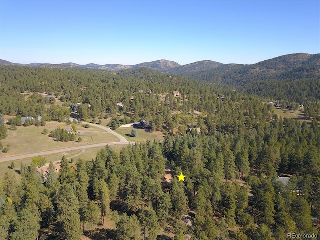 birds eye view of property with a mountain view