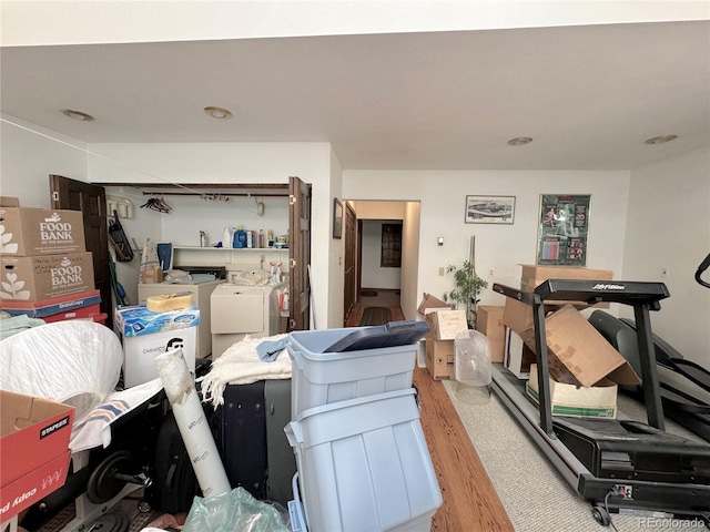 interior space with light hardwood / wood-style floors