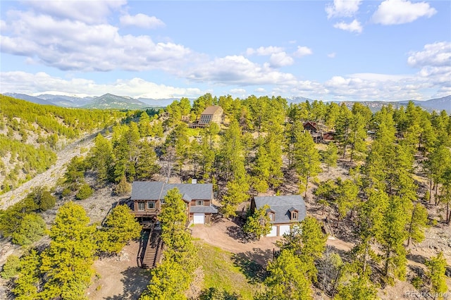 birds eye view of property with a mountain view