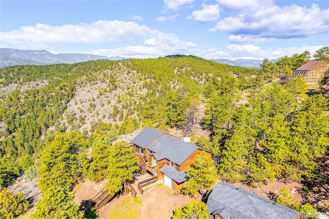 drone / aerial view with a mountain view