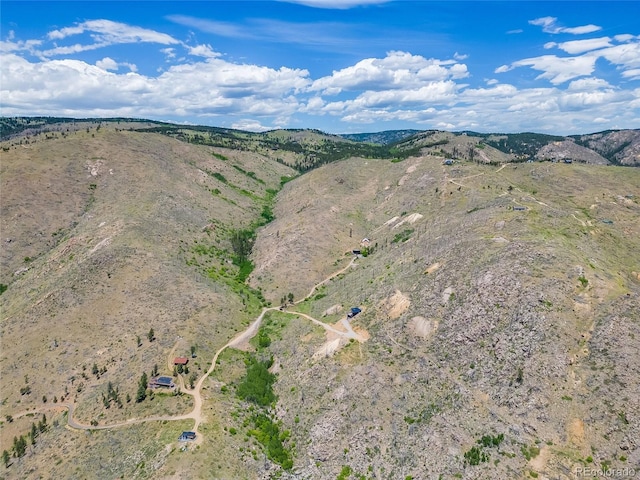 birds eye view of property with a mountain view