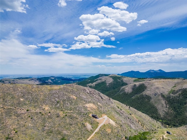 bird's eye view with a mountain view