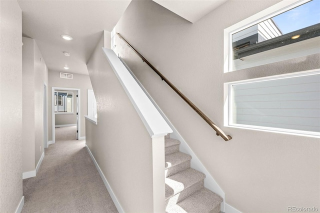 16605 Peak St, Broomfield, CO 80023 - stairway featuring carpet floors and recessed lighting