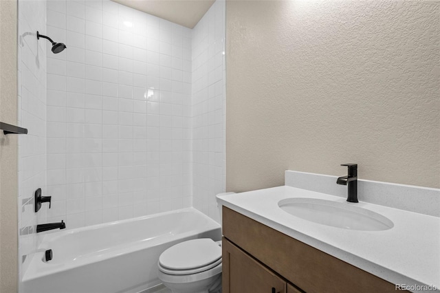 16605 Peak St, Broomfield, CO 80023 - full bathroom featuring a textured wall, vanity, and bathing tub / shower combination