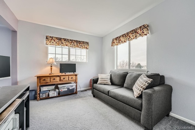 living room with carpet flooring