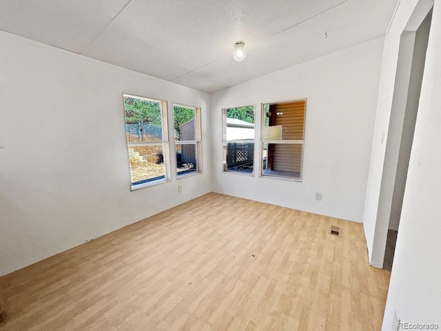 spare room featuring light hardwood / wood-style floors