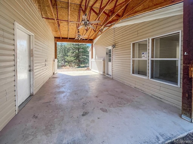 view of patio with ceiling fan