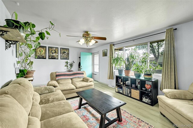 5175-5185 Simms Pl, Wheat Ridge, CO 80033 - living room featuring light wood-type flooring and a ceiling fan