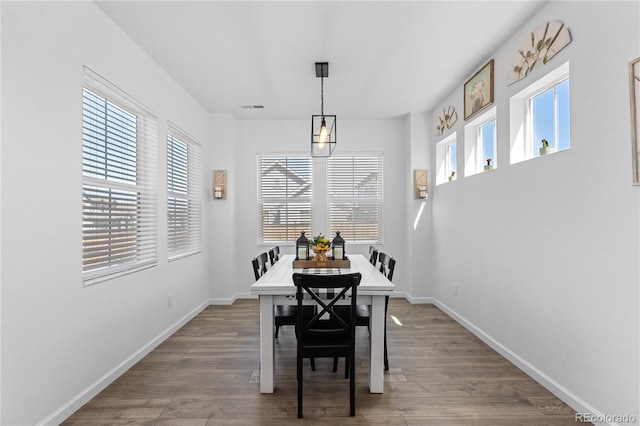 dining room with hardwood / wood-style flooring and a wealth of natural light