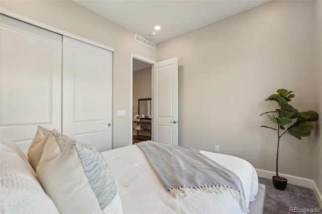 5930 S Platte Canyon Dr, Littleton, CO 80123 - carpeted bedroom with a closet, baseboards, and recessed lighting