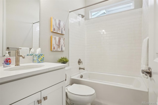 5930 S Platte Canyon Dr, Littleton, CO 80123 - bathroom featuring vanity, toilet, and tub / shower combination