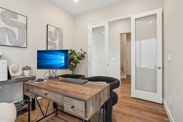 5930 S Platte Canyon Dr, Littleton, CO 80123 - home office with wood finished floors, baseboards, and recessed lighting