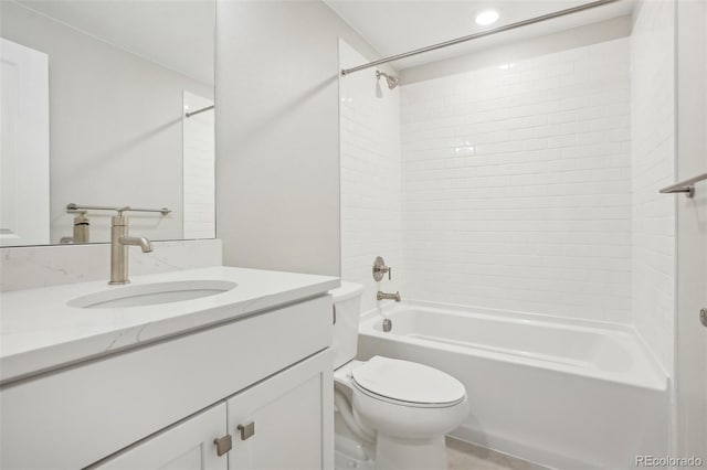 5930 S Platte Canyon Dr, Littleton, CO 80123 - bathroom featuring vanity, shower / tub combination, toilet, and recessed lighting
