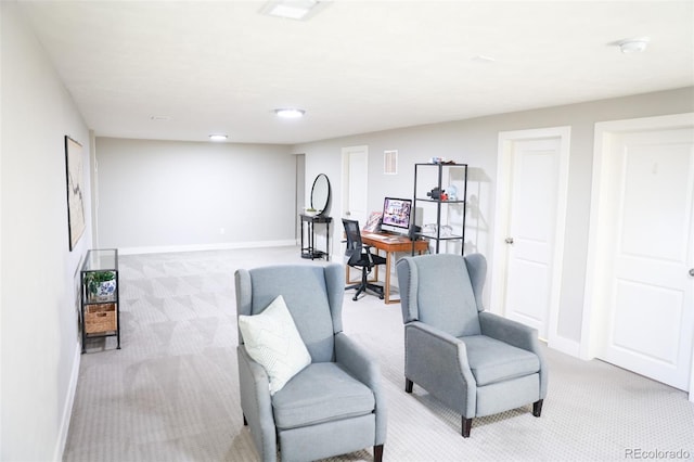 7100 Saulsbury St, Arvada, CO 80003 - sitting room with light colored carpet, a desk, and baseboards