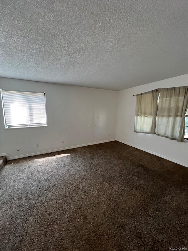 spare room with carpet and a textured ceiling