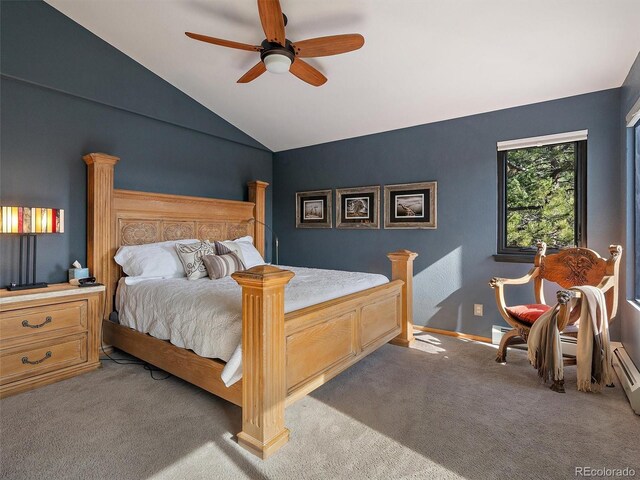 31518 Niakwa Rd, Evergreen, CO 80439 - bedroom featuring lofted ceiling, carpet, ceiling fan, and baseboards
