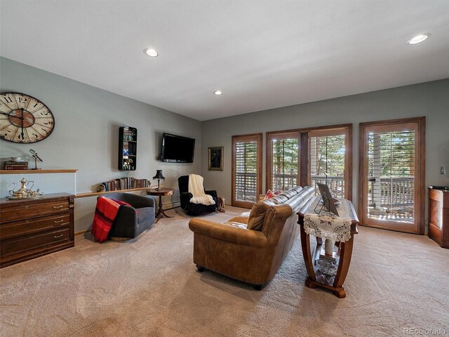 31518 Niakwa Rd, Evergreen, CO 80439 - carpeted living room featuring plenty of natural light and recessed lighting
