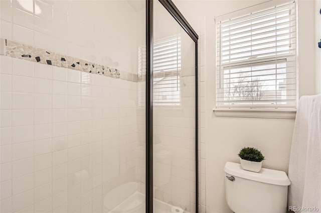 bathroom featuring toilet and walk in shower