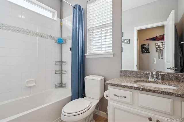 10397 Helsinki St, Parker, CO 80134 - full bathroom with shower / tub combo with curtain, toilet, and vanity