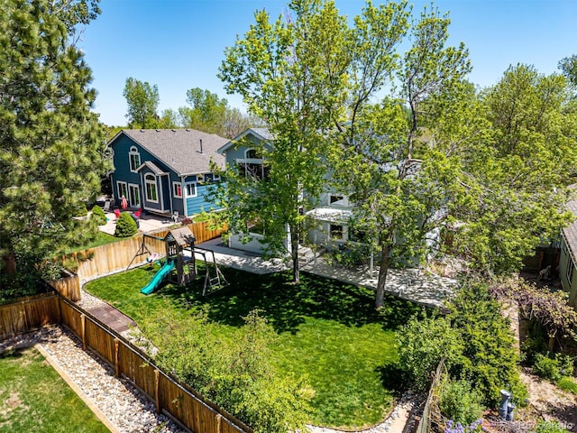 view of yard featuring a playground