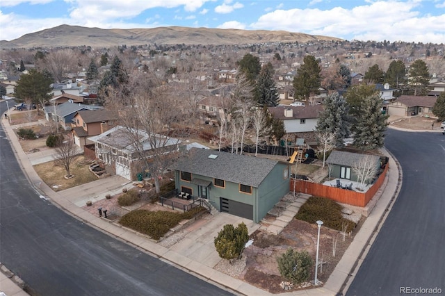 drone / aerial view with a mountain view