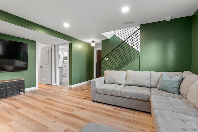 living room with wood-type flooring