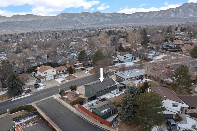 aerial view featuring a mountain view