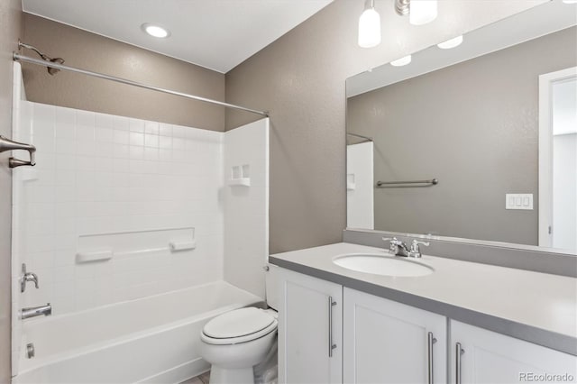 full bathroom featuring vanity, toilet, and shower / bath combination