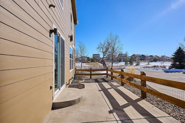 view of snow covered patio