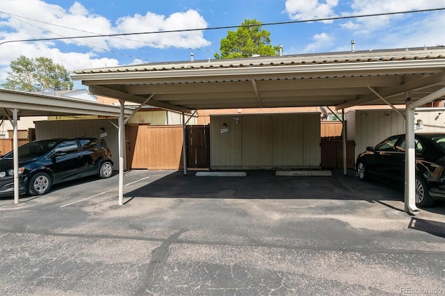 view of parking featuring a carport