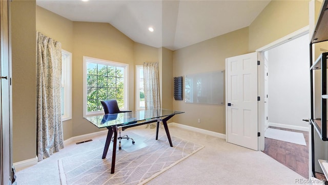 9992 Cottoncreek Dr, Highlands Ranch, CO 80130 - office space featuring light colored carpet and vaulted ceiling