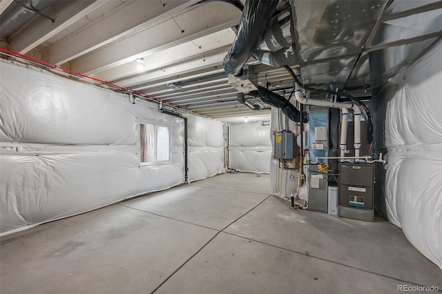 basement with electric panel