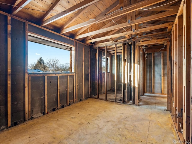 misc room with vaulted ceiling