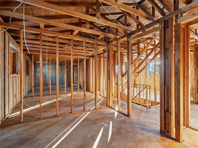 miscellaneous room featuring vaulted ceiling