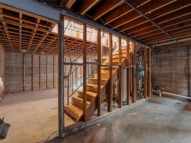 basement with water heater