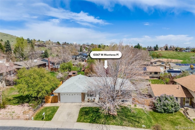 bird's eye view featuring a residential view