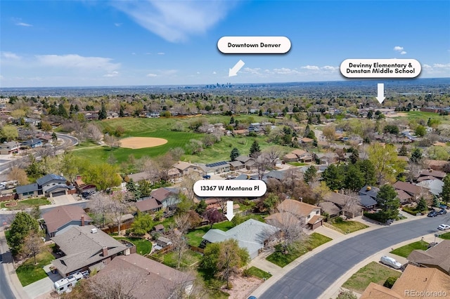 aerial view with a residential view