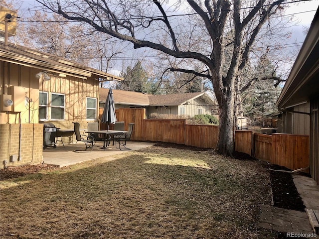 view of yard featuring a patio and fence private yard