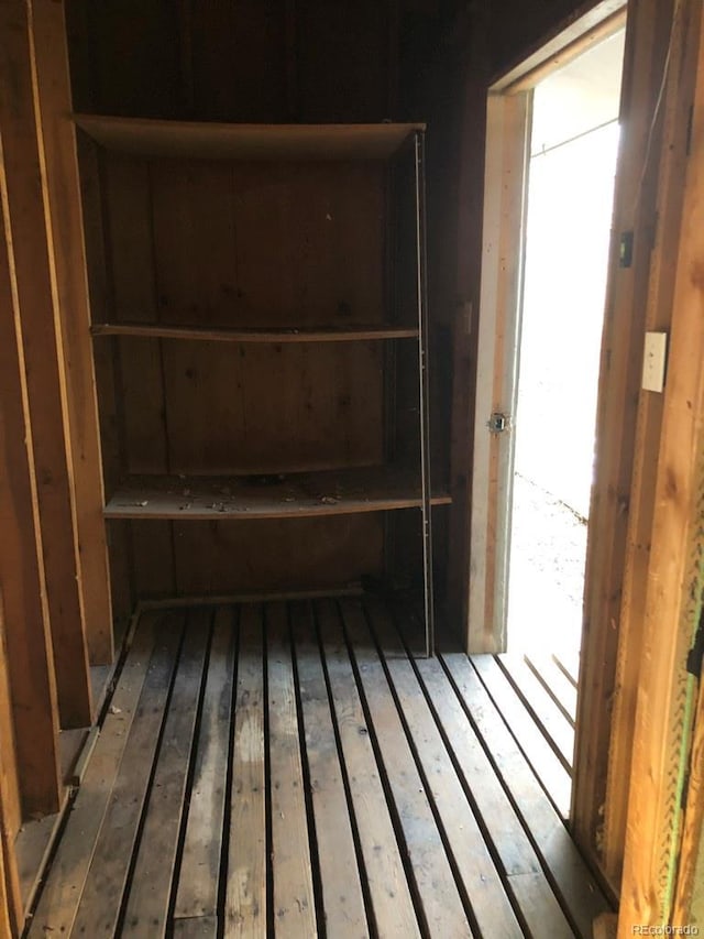 view of sauna / steam room featuring hardwood / wood-style floors