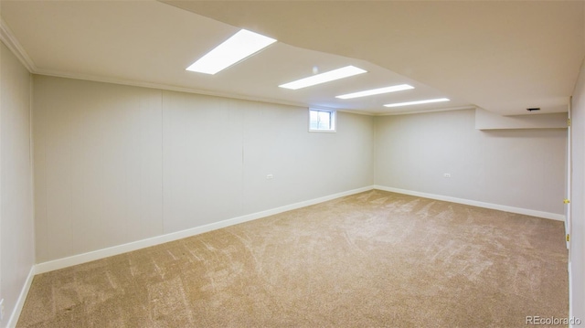 carpeted empty room with crown molding