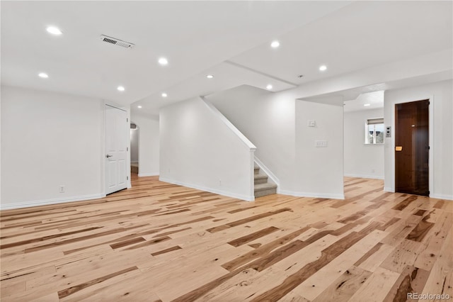 unfurnished living room featuring light hardwood / wood-style flooring