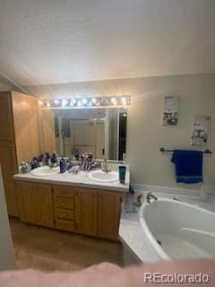 bathroom with a bath and vanity