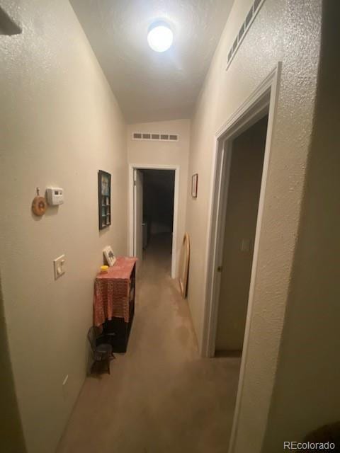 hallway with carpet