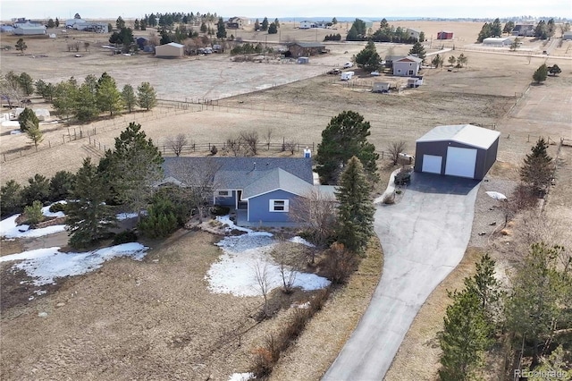 drone / aerial view with a rural view