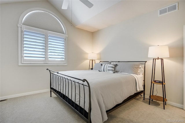 74 Blue Heron Dr, Greenwood Village, CO 80121 - carpeted bedroom with vaulted ceiling and ceiling fan